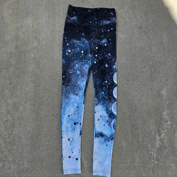 Eagle Rock Werkshop Stars & Moon Phases Leggings Galaxy, Celestial, Sky, Med EUC - Picture 2 of 10